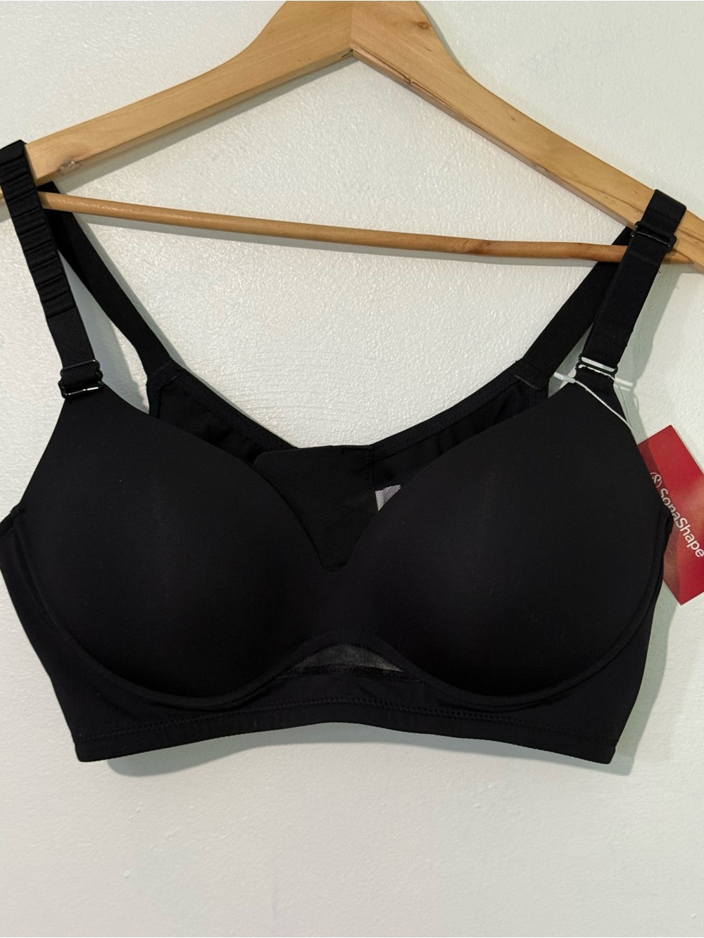 Sona Shape Everyday Wireless Black Bra with Mesh Accent new with tag - Picture 2 of 10